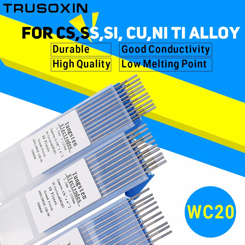 10 kpl harmaa värikoodi 1.0/1.6/2.0/2.4/3.0/3.2/4.0*150mm cerium volframi elektrodi pää volframi neula / lanka tig hitsauskone