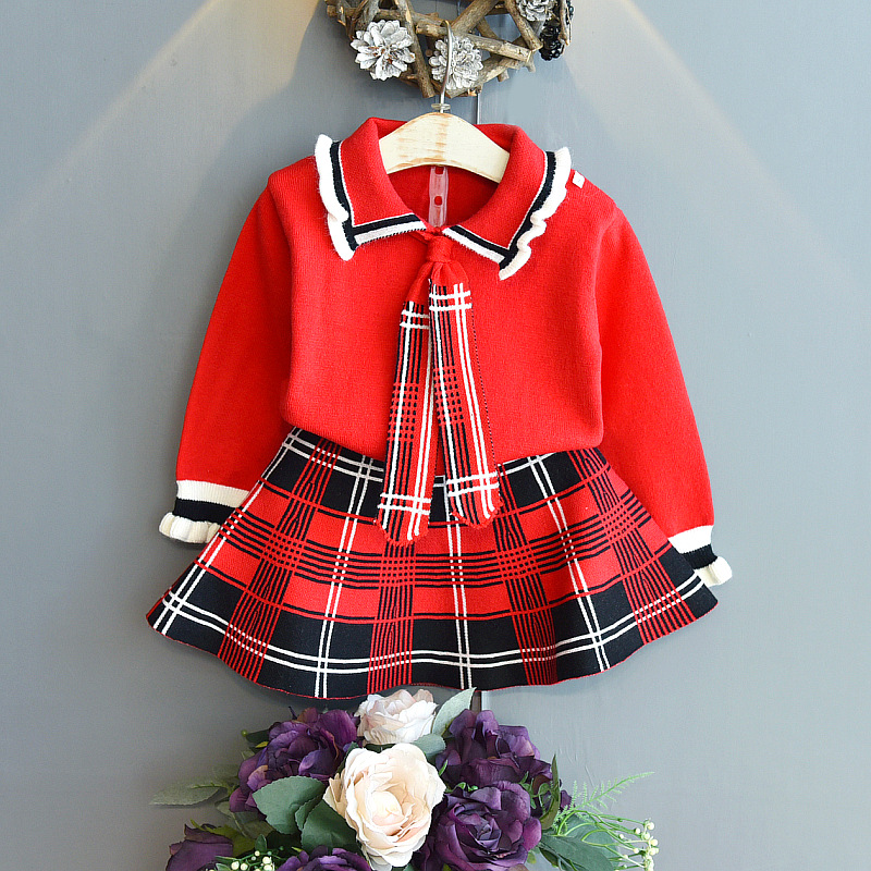Maglione bambino autunno inverno bambini natale maglione lavorato a maglia gonne abito 2 pezzi abbigliamento bambino imposta vestiti invernali ragazze
