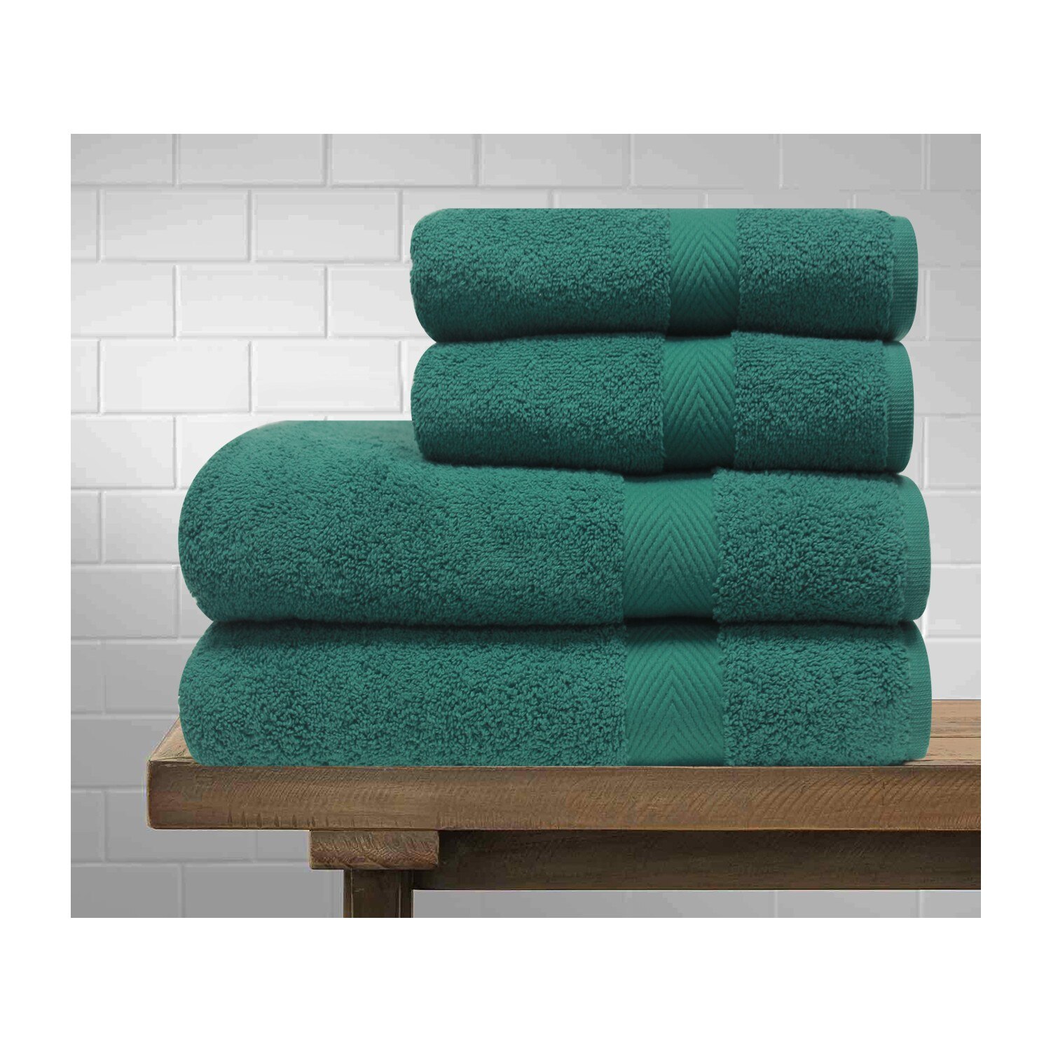 Dagliv çavuş mønstret smaragdgrønt håndklædesæt: Grøn