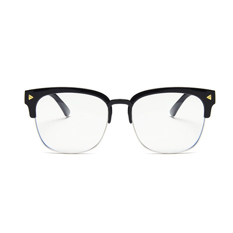 Montura de gafas Retro cuadrada transparente Anti-azul claro para niños, lentes transparentes semi-sin montura, gafas con remaches para niños