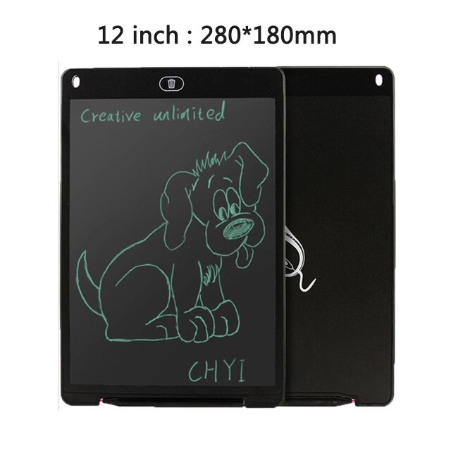 LCD Writing Tablet Digital Drawing Tablet Toy Portable Electronic Board thin Handwriting Pads Ultra-thin Digital Board: 12 inch Black