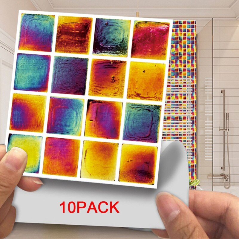 Azulejo adhesivo 3D de tres dimensiones con de mosaico autoadhesivo para pared azulejo de simulación anticolisión para cocina/baño: A3