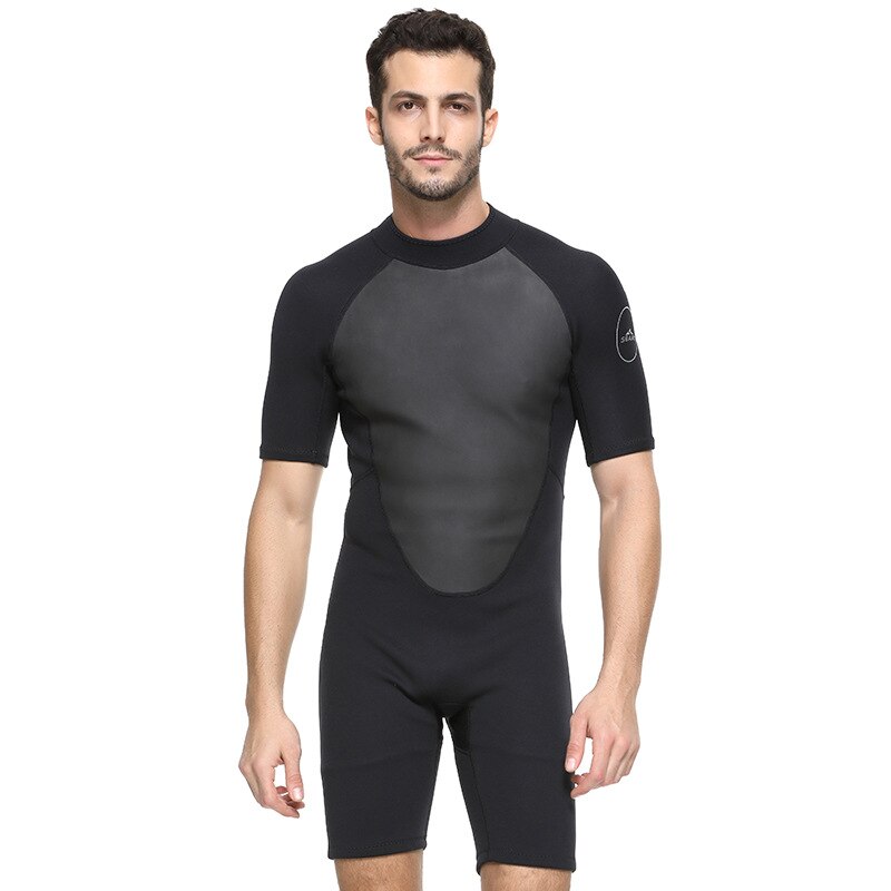 2MM Men&#39;s Neoprene Wetsuit One Piece Warmth Cold And Sunscreen Short Sleeve Snorkeling Suit Surfing Snorkeling Wetsuit 2021: Black / XXXL