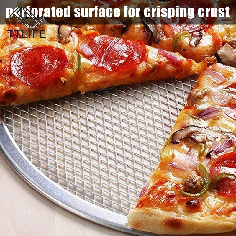 Pizza Plate Pizza Screen Baking Tray Seamless Aluminum Net Bakeware Kitchen Tools 6-16 Inch Pizza Cooking Baking Accessories
