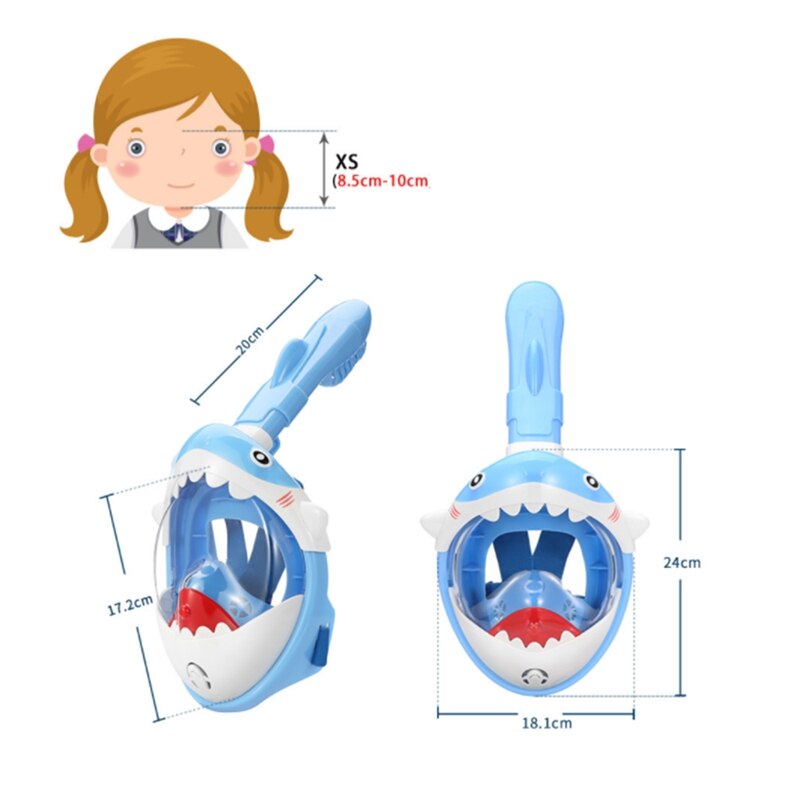 Kids Full Face Snorkel Mask - HD Anti-Fog Anti-Leak - Underwater Swimming Mask