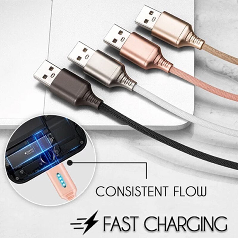 Auto Cut-off Fast Charging Nylon Cable Data Transfer Function Cord Line NC99