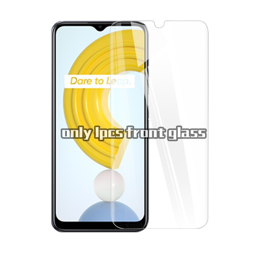 Caso para realme c21 cubierta 3in1 lente de la cámara de vidrio protector para realme c 21 21c realmy c21 transparente funda del teléfono del Silicona coque: for realme c21 / Only front glass