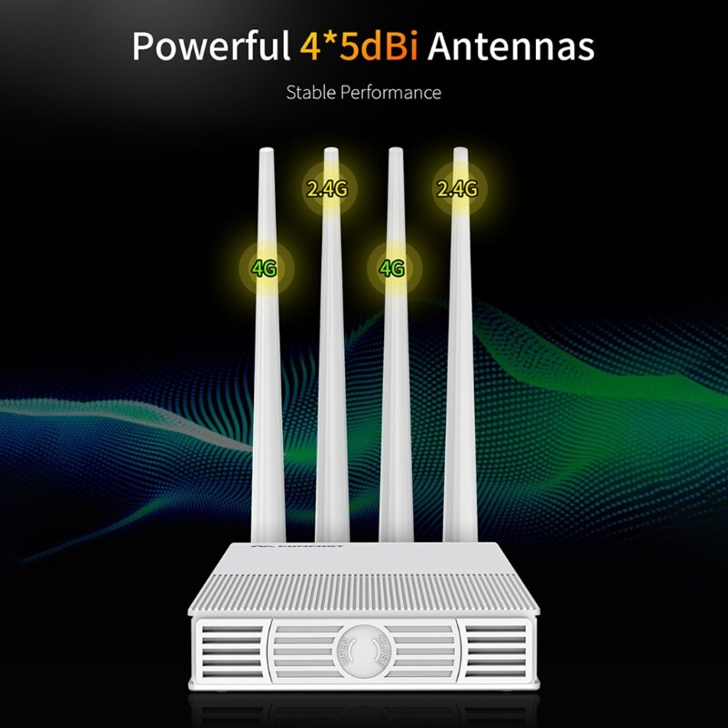 Comfast-roteador e3 4g lte de 2.4ghz, wi-fi, 4 antenas, cartão sim, wan lan, cobertura sem fio, extensor de rede, plugue americano