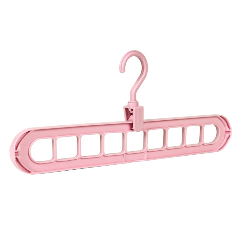5PCS/Lot Clothes Hanger Multi-port Support Circle Clothes Drying Racks 9 Hole Rotating Multifunction Plastic Scarf Storage Rack: Pink