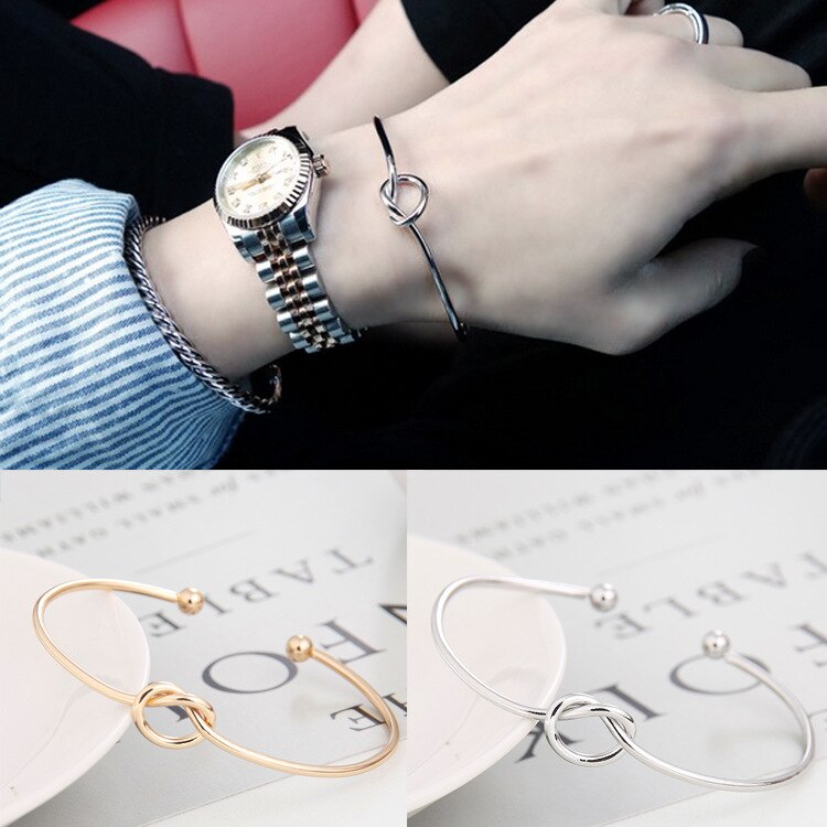 Knoten Manschette Armbänder & Armreifen Für Frauen Männer Charme Herz Schmuck Rose Gold Silber Farbe Paar Armbinde Armreif liebe