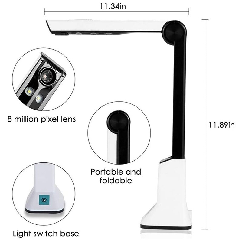 Draagbare High-Definition Scanner, Document Camera Met Real-Time Projectie Video-opname Functie, A4 Scanner