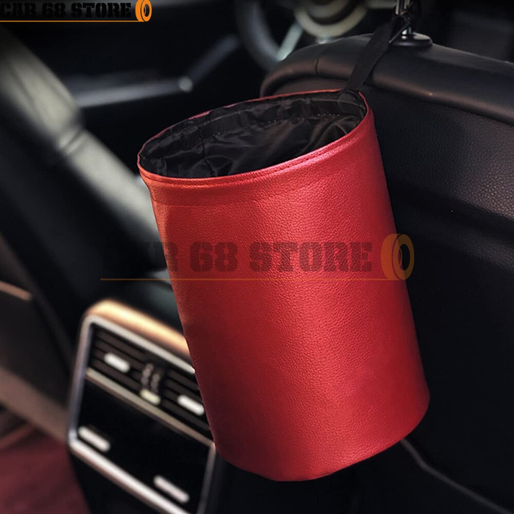 Car Storage Basket Interior Rubbish Container For Waste Organizer Holder Waterproof Garbage Can Trash Bin Folding: Red
