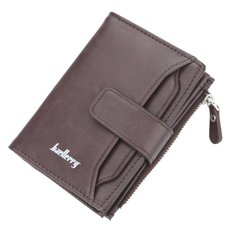 Baellery marca carteira masculina de couro dos homens carteiras bolsa curta masculino embreagem carteira titular do cartão do saco de dinheiro: Dark Brown