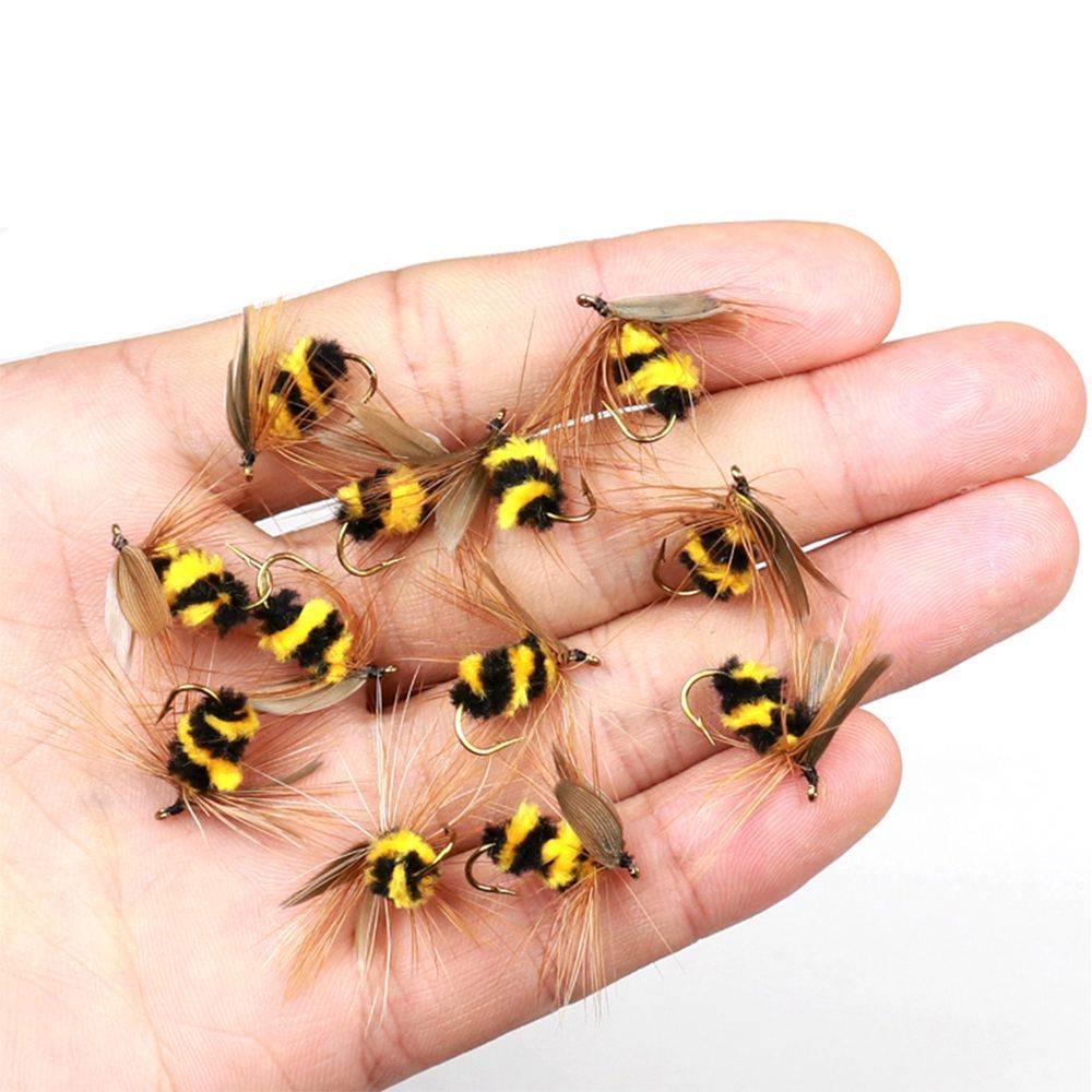 10 pçs inseto gancho isca cor aleatória bumble abelha/formiga biônico isca mosca truta iscas de pesca isca artificial agudos ganchos