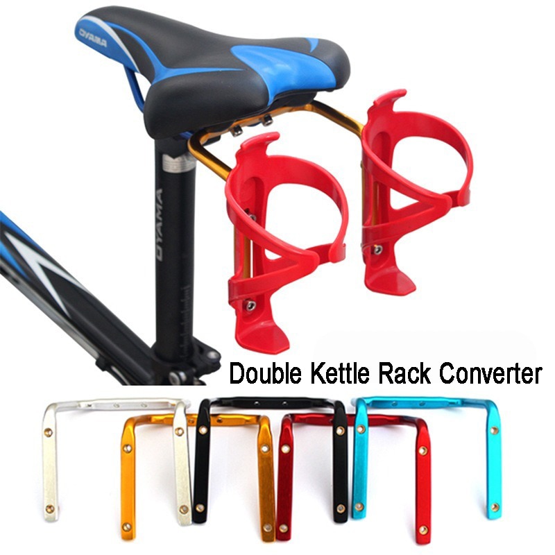 Convertidor de portabotellas de aluminio para bicicleta de montaña, adaptador de doble jaula para botella, equipo de conducción para asiento