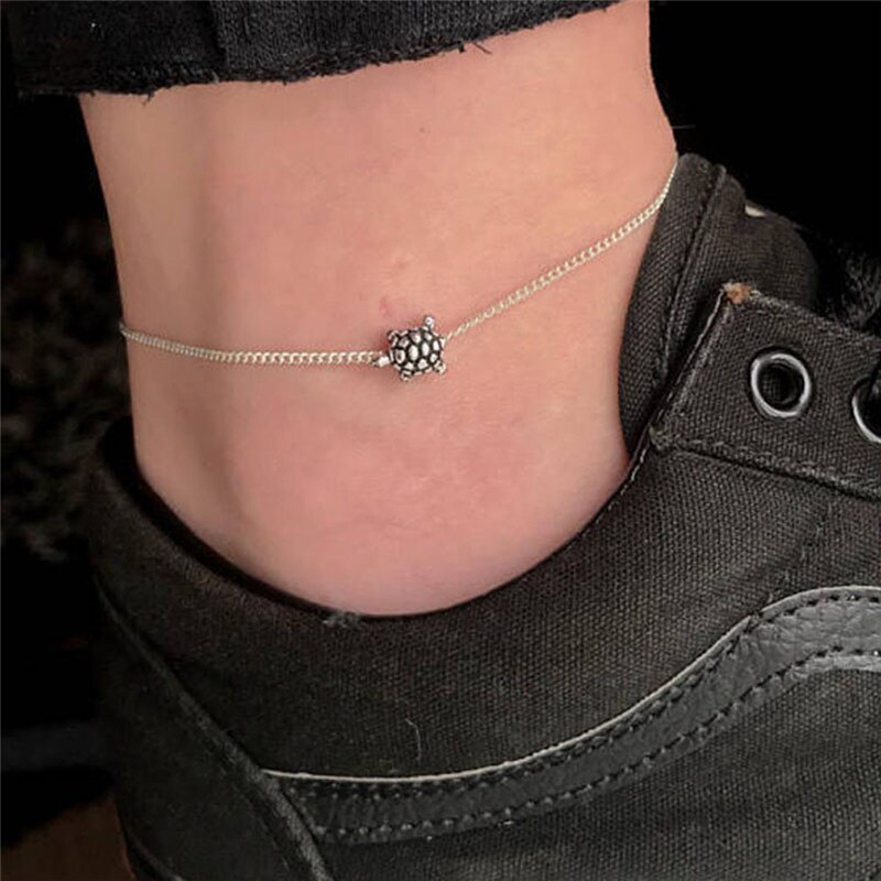 Bracelet de cheville Vintage Simple chaîne tortue de mer pour femmes Bracelet de cheville sur la jambe bijoux faits à la main été rétro sandales à breloques