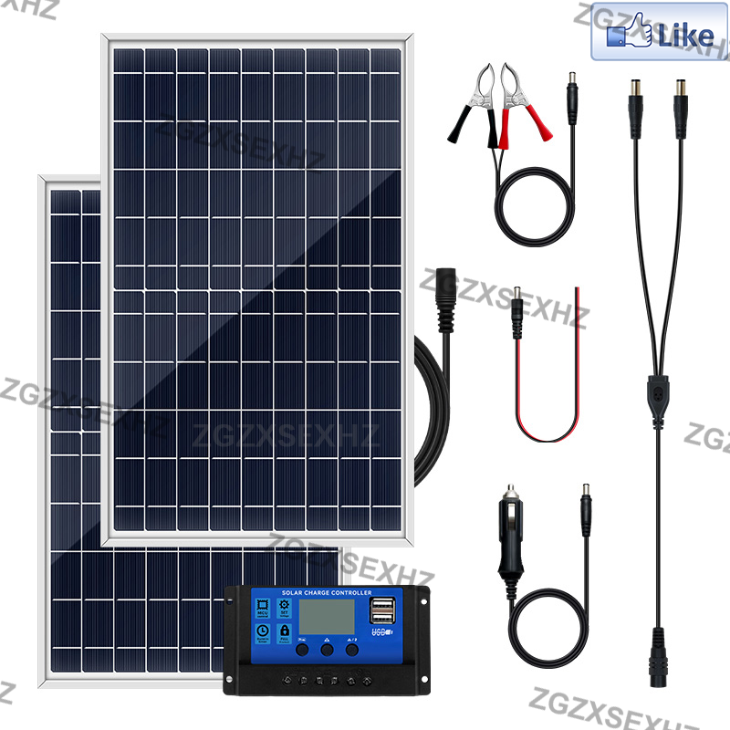 Outdoor Solar Panel 600W 12V Polycrystalline USB Power Portable Rechargeable Solar Cell Solar Generator for Home Lighting Camp: Green Camouflage