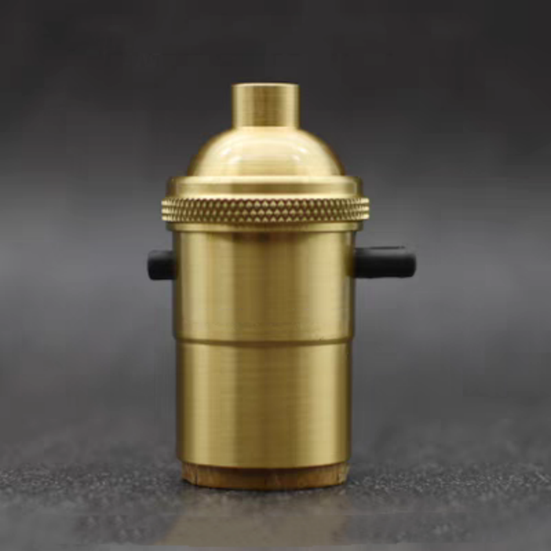 Portalámparas de latón 100% de cobre, perilla de toma de luz eléctrica o interruptor de cadena y tornillo roscado, ajustador de anillo de sombra, Base de iluminación DIY: Morado