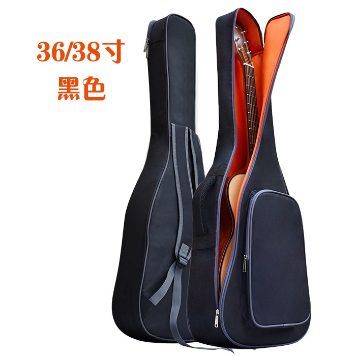 36/38/40/41 tommer oxford stof elektrisk guitar taske farverig kant gig taske dobbelt stropper pad: Sort 36-38