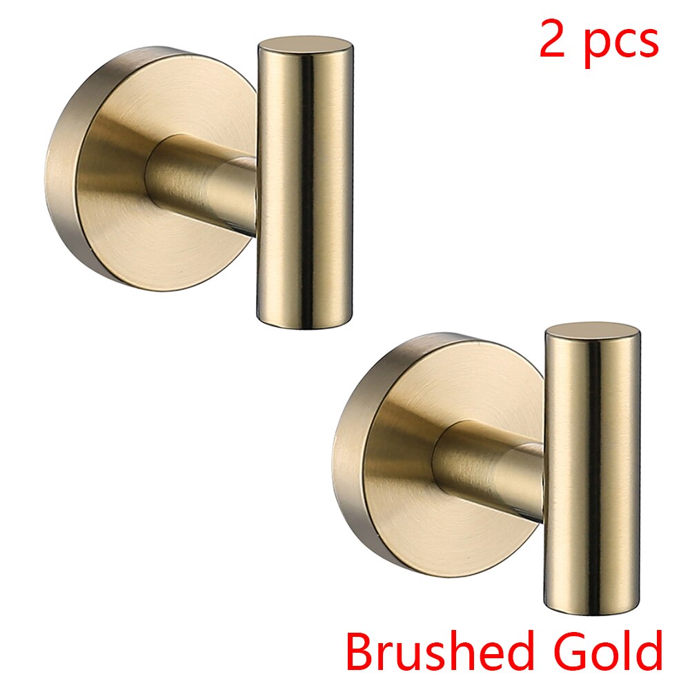 Złoto szczotkowane akcesoria łazienkowe zestaw uchwytów wieszak na ręczniki wieszak na papier toaletowy wieszak na ręczniki wieszak ścienny ze stali nierdzewnej.: 2 Pack