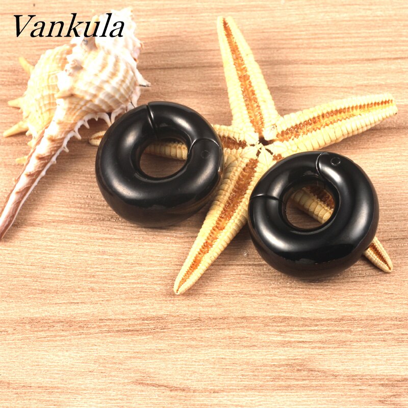 Vankula 2 Pcs 316L Rvs Oordoppen Tunnels 8 Mm Vlakte Oor Gewichten Piercing Body Sieraden Oor Meters Goud zwart Staal: black / 6mm