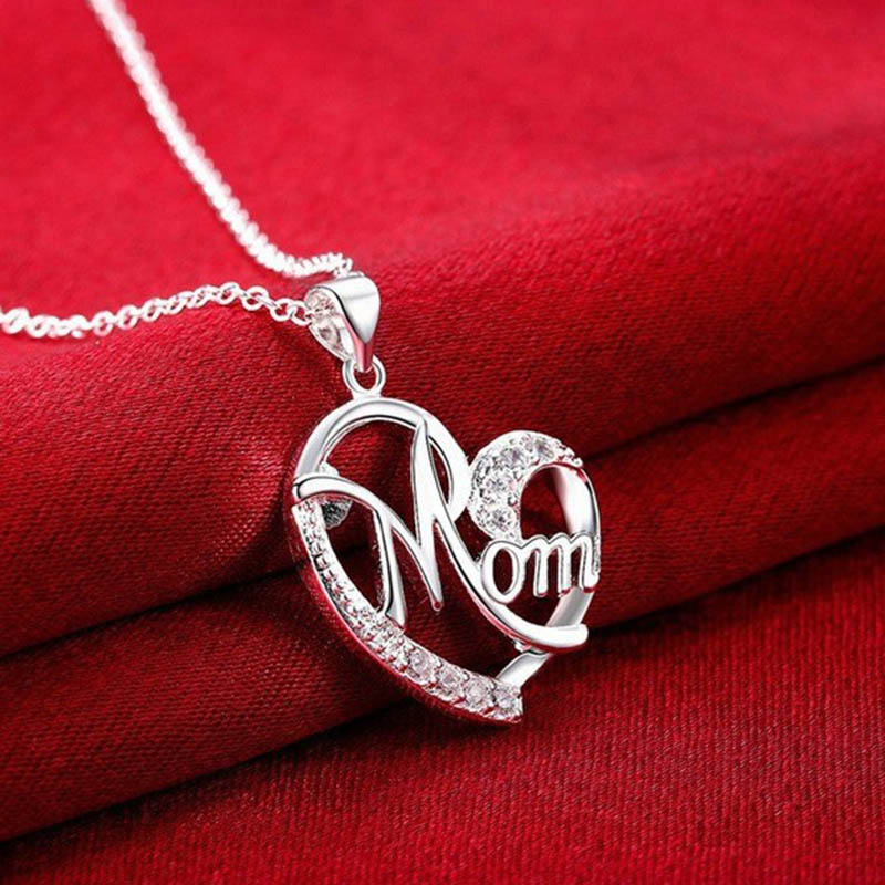 Love Mom Necklace Jewelry MUM Letters Heart Pendant Necklace Mother Day SMR88