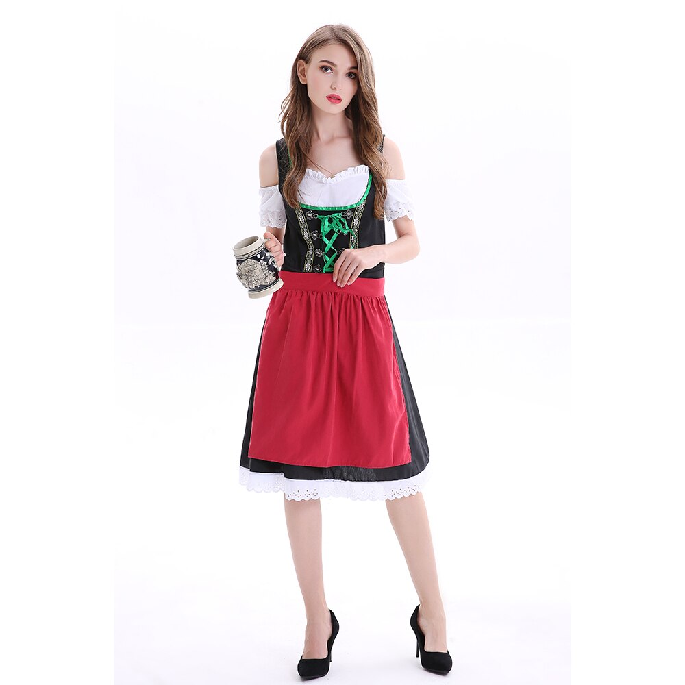 Germany Bavarian Oktoberfest Beer Girl Costume Maid Wench Fancy Dress Dirndl For Adult Women