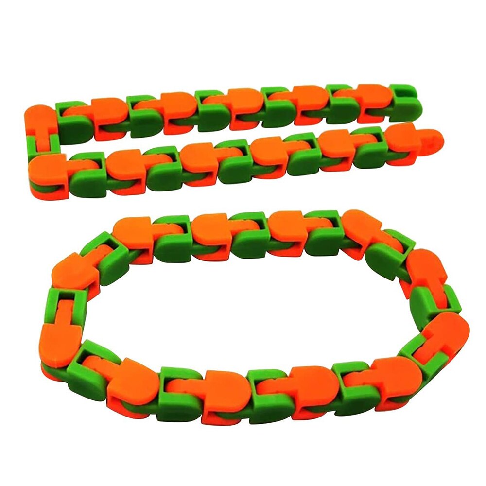 Bicycle Chain Track Stress Relief Toy Colorful Puzzle Sensory Fidget Toys Stress Relief Rotate and Shape Finger: orange green