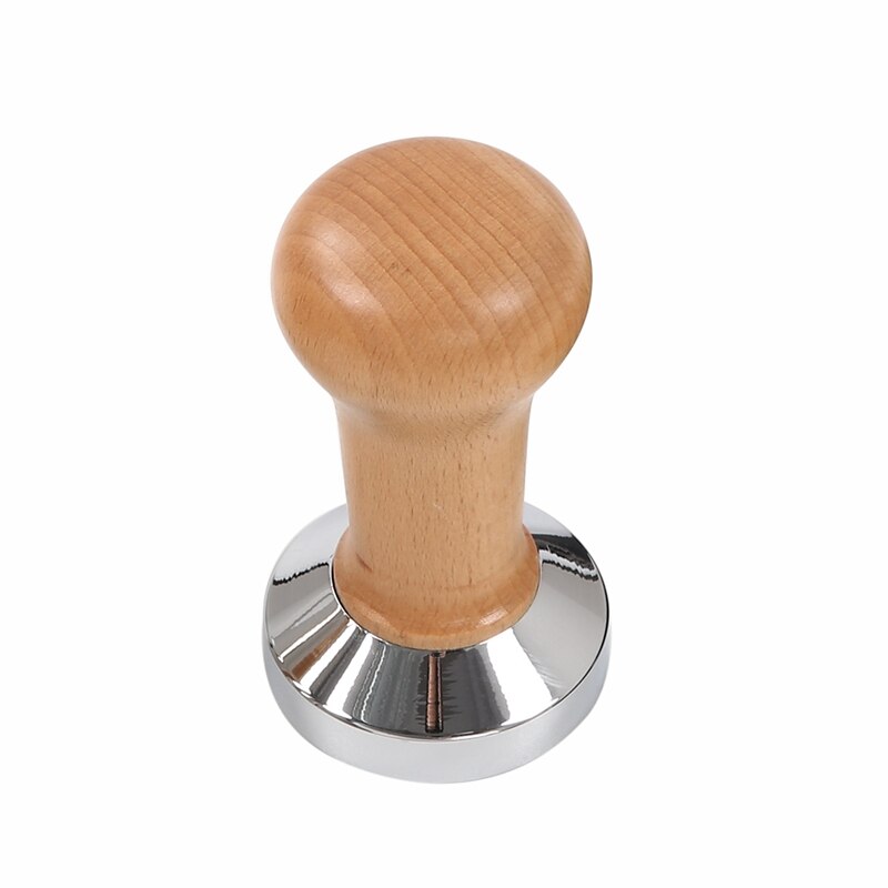 Kaffetamper trähandtag barista espressomaskin kvarn 51mm för kaffe och espressopulver hammare träfärg