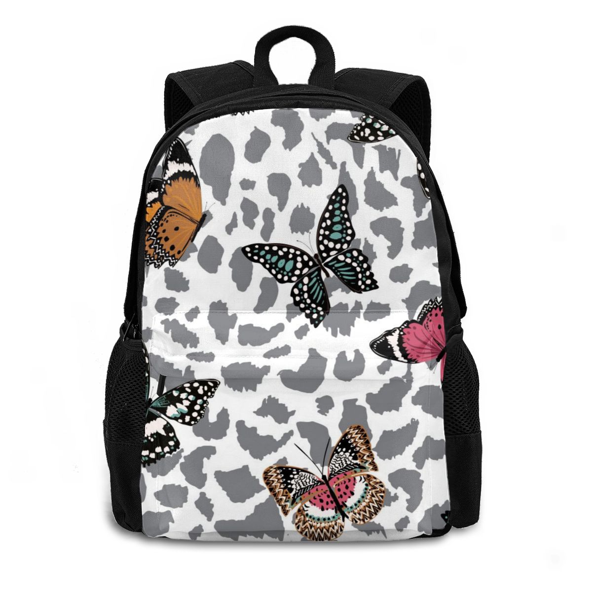 Vlinders Vliegen Op Animal Leopard Skin Rugzak Schoudertas Casual Vrouwen Rugzak Tienermeisje Schooltas Rugzak