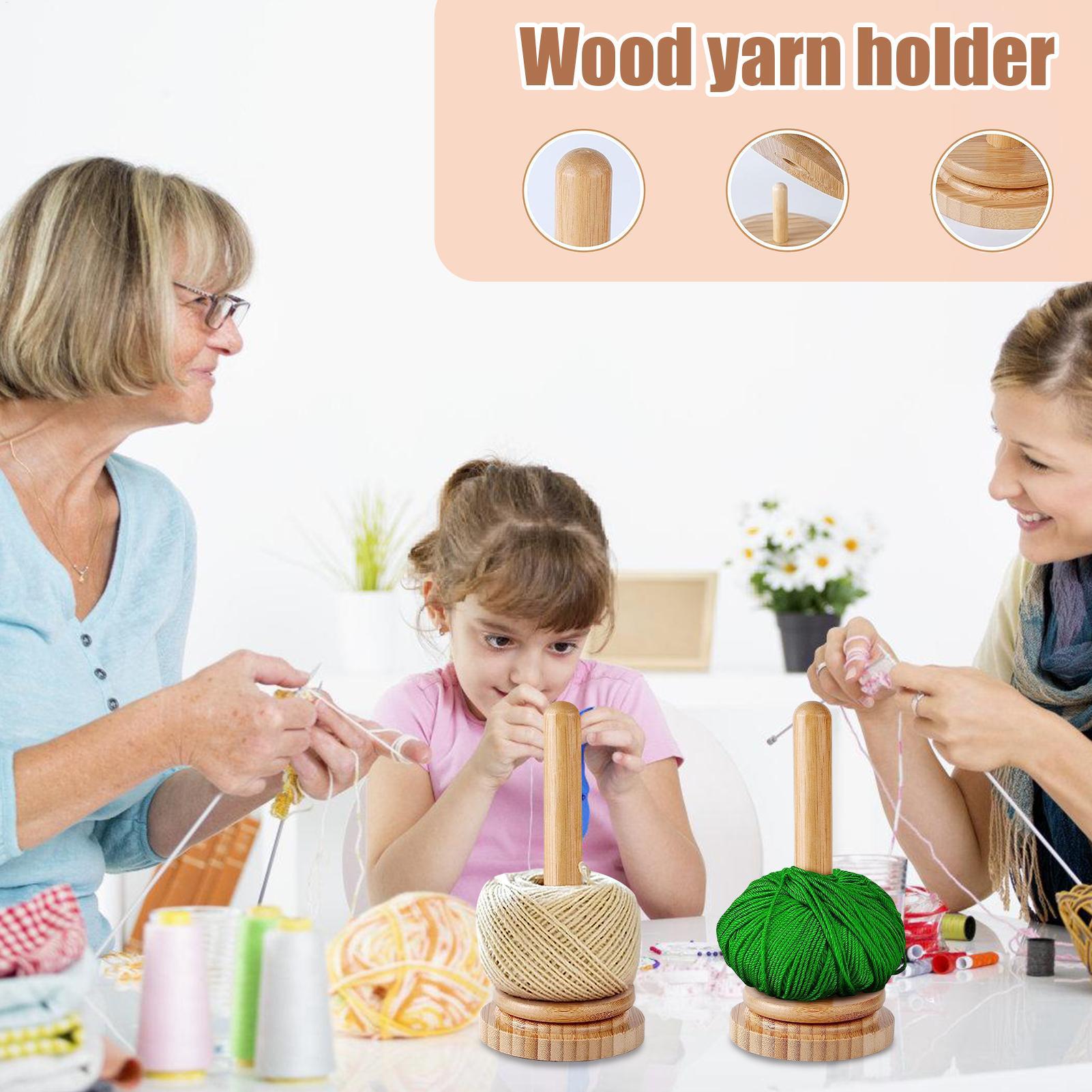 Wooden Yarn Holder Rack Vertical Rotating Weaving Tool Rack Storage Winding Roll Holder Dispenser for Crocheting