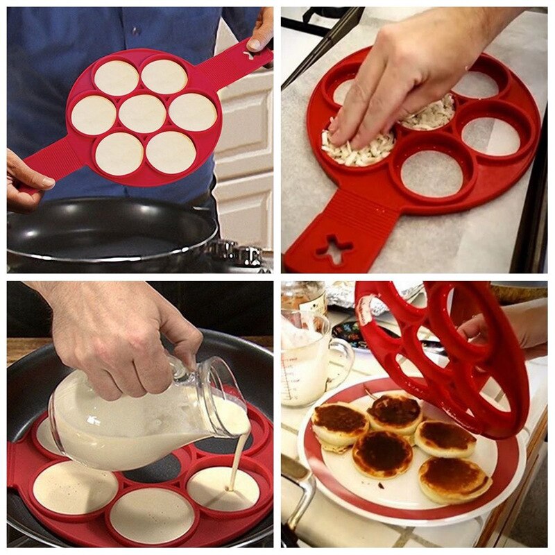 Perfect Pancake maker Egg cheese bread bakeware 7 Cavity non-stick Flippin Fantastic Silicone Pancake Mold Pastry Tools