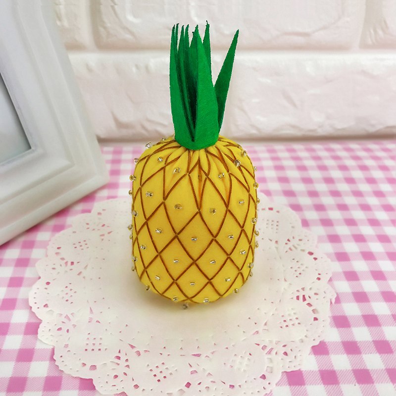 Bricolage couture feutre Fruits à la main tissu pomme/fraise/Kiwi/citron/raisin/pêche/pastèque Fruits jouets feutre bricolage paquet: Pineapple