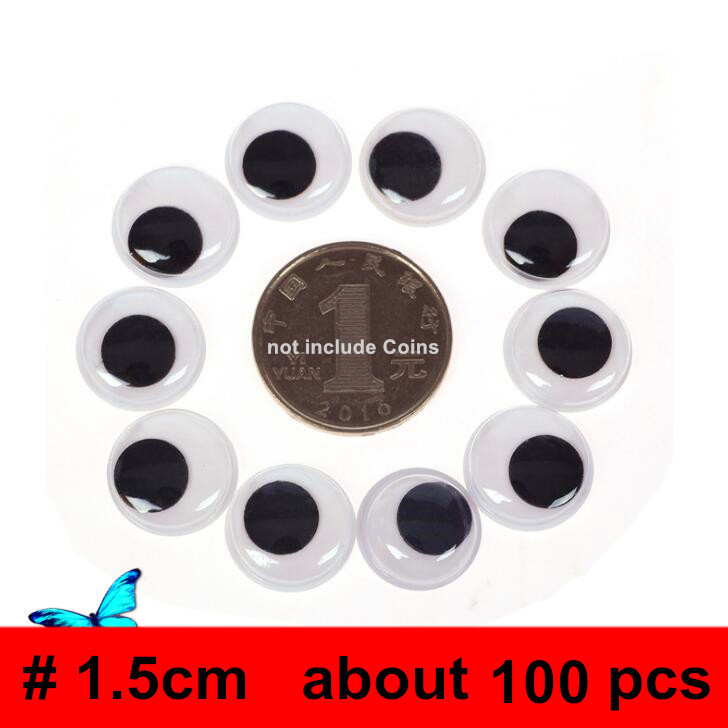 movable self-adhesive eyes hand DIY with eyelash beads attached black white eye clay accessories kid hand material BS93: BS93-Black-1.5cm