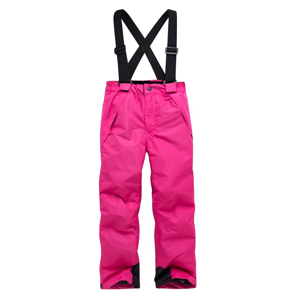 2019Children Winter Warm Breathable Waterproof Windproof Snowboard Pant Pantalones Snowboard Hombre Candy Color Outdoor Ski Pant: Pink / 122-128