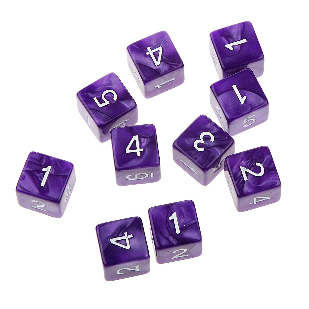 Dados TRPG D & D, 10 Uds., juegos de rol, múltiples caras D6 D10 D12 D20 dados: purple 16mm