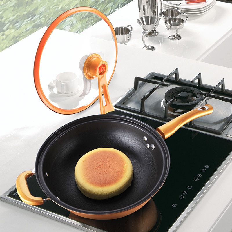 Kitchen Pot 32cm Iron Frying Pan Heat-preserve Vacuum Pot Boiling Cease-fire Health Preservation Pan Cooking Wok Pan with Uprigh