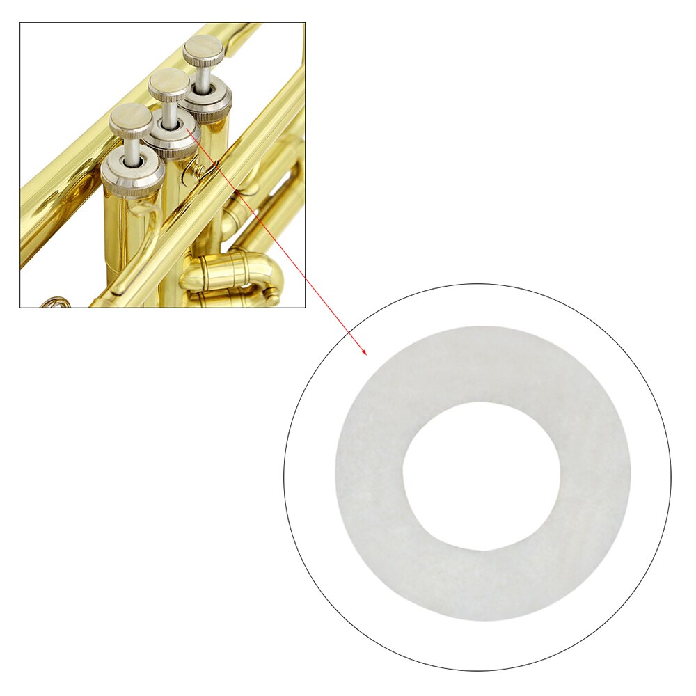 Trumpet Trombone Cornet Cotton Valve Stem Washers Wind Instrument Accessories Set of 10pcs White