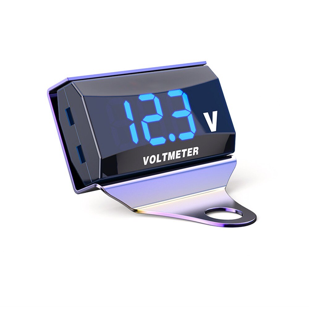 Voltmètre numérique pour moto avec affichage LED, étanche, testeur de tension de batterie, jauge avec support, 10-150V DC