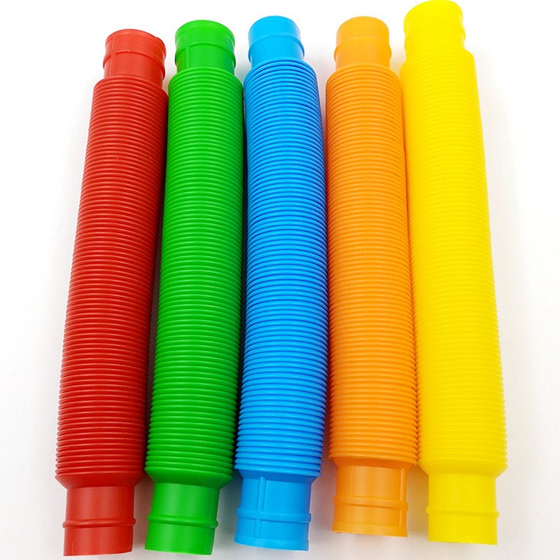 5 pezzi Mini tubi Pop giocattolo sensoriale per adulti Fidget Stress alleviare giocattoli Kid autismo Anti Stress soffietto in plastica bambini spremere giocattolo