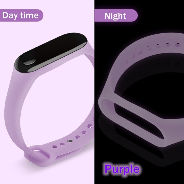 Lu mi nous mi banda 3 4 Correa pulseras accesorios de luz de la noche de reemplazo para Xiaomi Smartband Xio mi Xaio mi Xia mi xao mi xaiomy: Púrpura / For Xiaomi Band 3