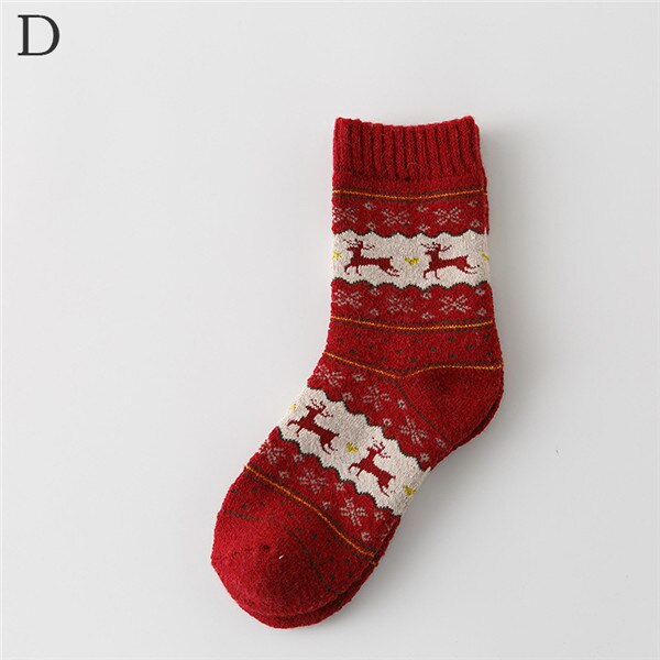 Dam strumpor dam julstrumpa vinter söt ull 3d dam crazy sock kvinnlig termisk tjocka varma djurstrumpor: Vinröd