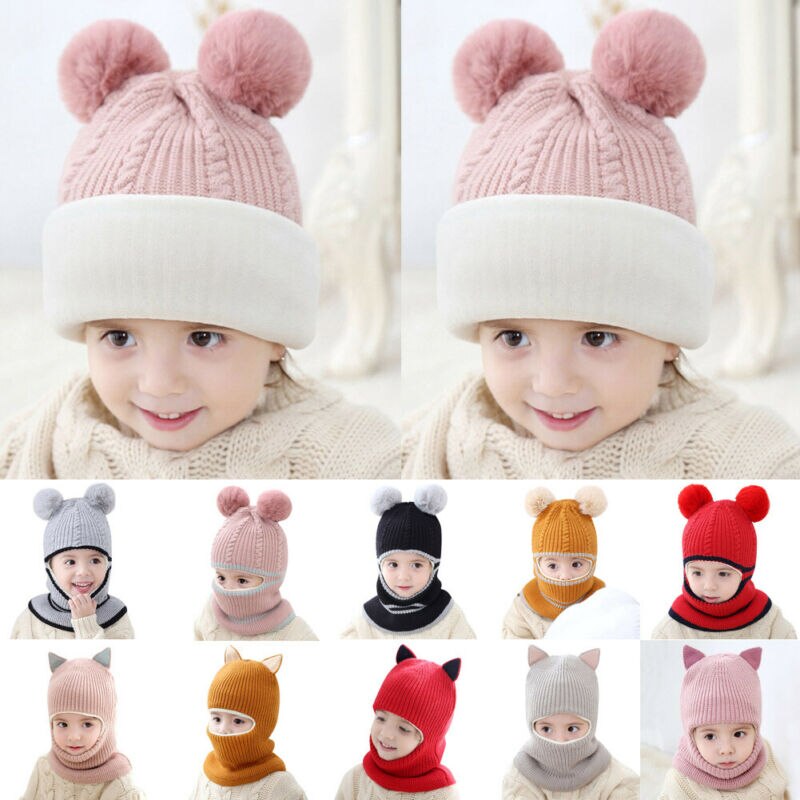 Baby Toddler Winter Warm Monkey Beanie Hat Earflap Knitted Cap Girl Boy Kids Children's ear knit cap