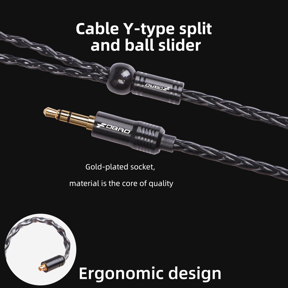 FDBRO 8 cœurs MMCX 2 broches 0.78mm A2DC câble d'écouteurs plaqué argent 2.5/3.5/4.4mm câble de prise Audio pour casque équilibré pour SE315 SE425