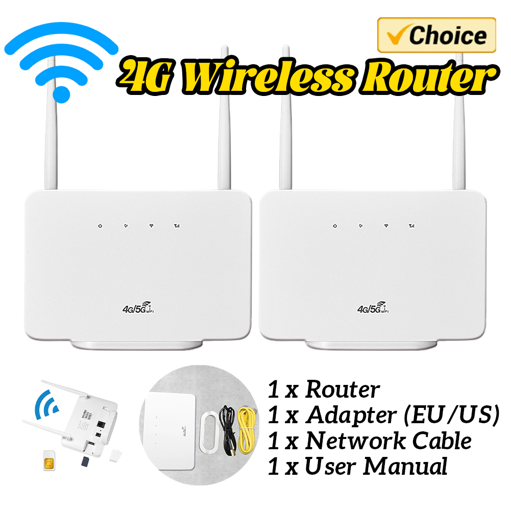 4G LTE CPE Router Modem 300Mbps WiFi Router External Antenna with Sim Card Slot EU/US Plug for Home Travel Work Wireless Router