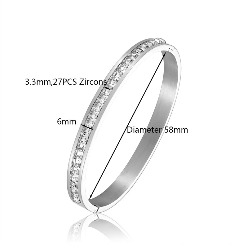 Pulseras de circón brillante con incrustaciones para mujer, brazaletes de amor de acero inoxidable, joyería de boda, novedad