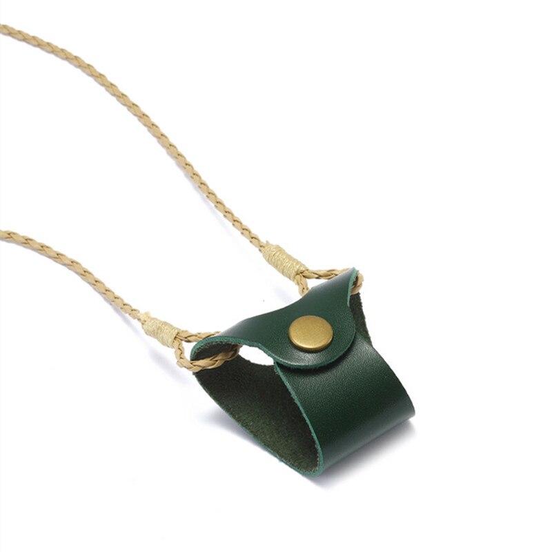 Hangende nekclip brillen tassen dames heren draagbare etui leren brillenkoord schattige beschermhoes: Groente