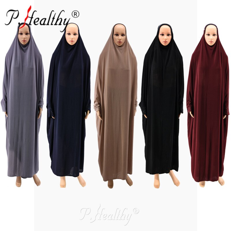 Khimar – jupe longue en strass, vêtements hijab de grande taille avec manches, gratuite
