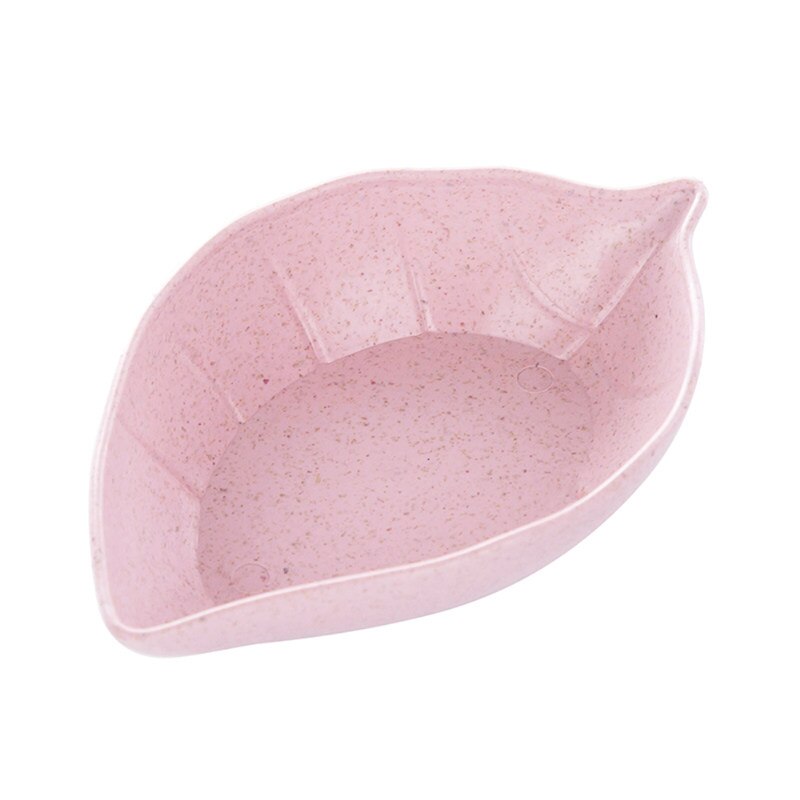 1Pcs Tarwe Multipurpose Kruiden Kom Leaf Hart Vorm Kruiden Kom Kleine Platen Snack Schotel Saus Te Schoon Keuken gereedschap: pink Leaves