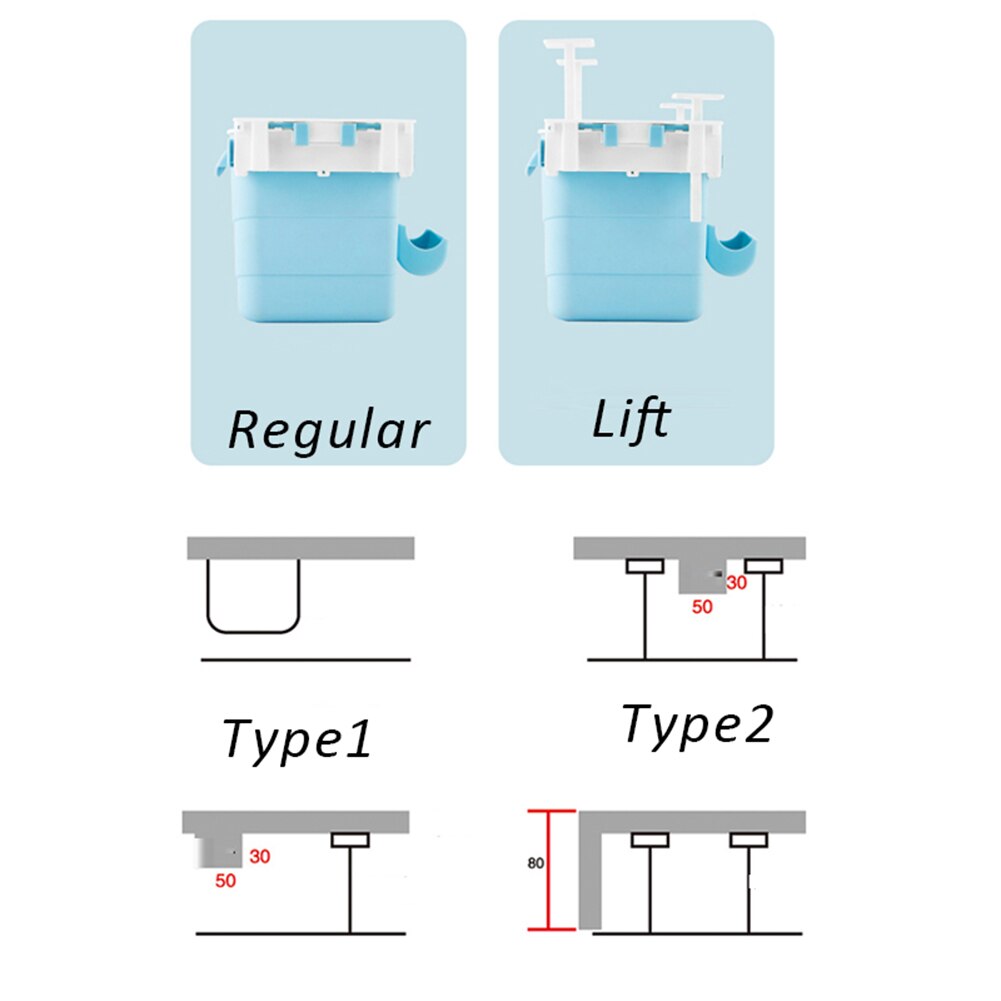 1Pc Durable Plastic Hidden Retractable Office Desk Home Adhesive Dustbin Trash Can Garbage Waste Bin Easy to Install
